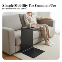 C-Shaped Couch Table Minimalist Design Slide-Under Sofa Table Movable