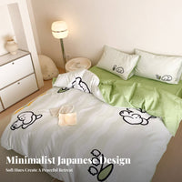 4 Pieces 4-Piece Dog Print Bedclothes Japanese aesthetic Dog Pattern Bedding