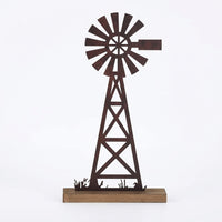 Vintage Metal Windmill Garden Ornament, Rotating Wind Spinner for Outdoor Lawn Decoration, Rustic Geometric Sculpture for Gardeners