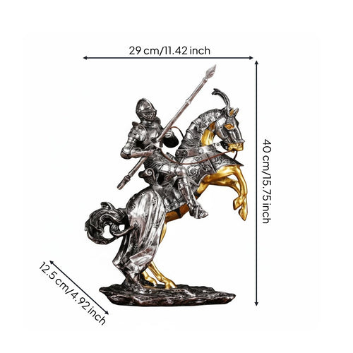 Armored Knight on Horseback Statue Creative Gift for Wine Cabinet, History Buffs