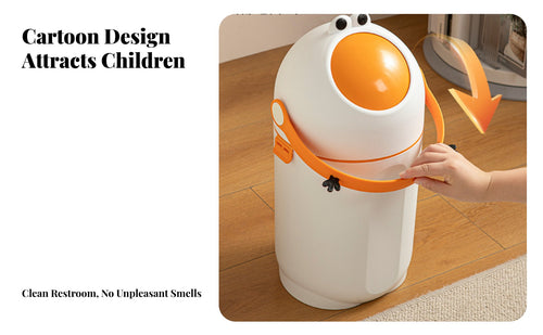Trash Bin with Handle Sturdy Trash Can with Handles Portable Wastebasket for Bedroom