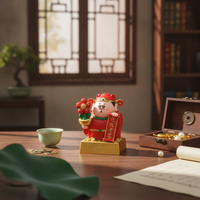 God of Prosperity Statue with Scroll Chinese God Figurine with Gold Base Feng Shui Desktop Ornament for Collectors, Reception Desk