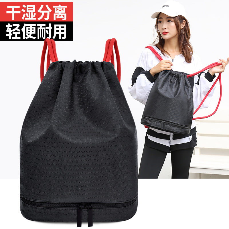 Dry Wet Separation Waterproof Drawstring Backpack for Swimming Gym Outdoor Sports