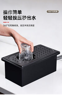 高压自动洗杯器水槽吧台商用不锈钢面开槽桌面按压奶茶店洗杯工具