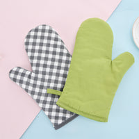 Cotton Linen Heat Resistant Oven Mitts for Baking and Grilling