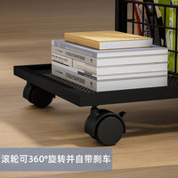 Movable Luxury Small Coffee Table Vintage Side Table C-shaped Storage Rack Trolley with Wheels for Small Apartments