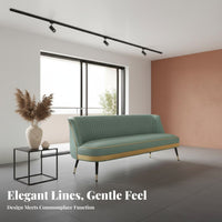 Upholstered 2-Seater Loveseat Narrow Available Line Ribbed-Tufted Settee Space-Saving Design Breathable Textile for Two People