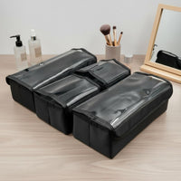 Foldable Makeup Storage Box Combination Portable Makeup Pouch Insert Construction Clear Lid Cosmetic Organizer for Travel