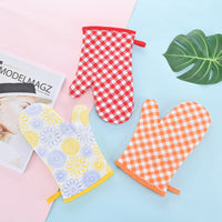 Cotton Linen Heat Resistant Oven Mitts for Baking and Grilling