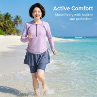Swimsuits for Women with Long Sleeves for Sun Protection, Modest Style for Mature and Older Ladies