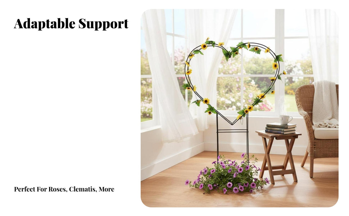 Heart-Shaped Trellis Indoor and Outdoor Use Shaped climbing plant Guide fused Construction Climbing Plant Holder for Gardeners, Potted Plants, Balcony, Indoors