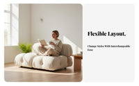 Plush Sectional Sofa Wabi-Sabi Design Reconfigurable Multi-Seat Sofa Plush Texture Firm Density Foam Paddings for Homeowners