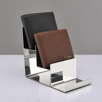 3-Tier Stainless Steel Wallet Display Stand for Retail Store Countertop or Showcase, Jewelry and Handbag Organizer