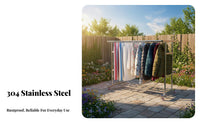 Stainless Steel Laundry Rack Indoor Outdoor Use Rolling Laundry Dehumidifying Stand Windproof Design Mobile Clothes Dehumidifying Rack for Balcony