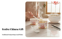 Ceramic Dinnerware Set, Chinese Style Tableware, Wedding Gift Box, Red Festive Bowls & Chopsticks, Home Use