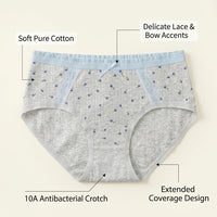 Underwear Women Multipack with Extended Gusset and Jacquard Weave, Combed Knickers for Everyday Wear, Breathable Ladies