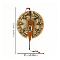Fan with Mirror Antique-Style Pleated Hand Fan Ornate for Collectors, Entertainers, Home Decor, Photoshoots, Stage Props