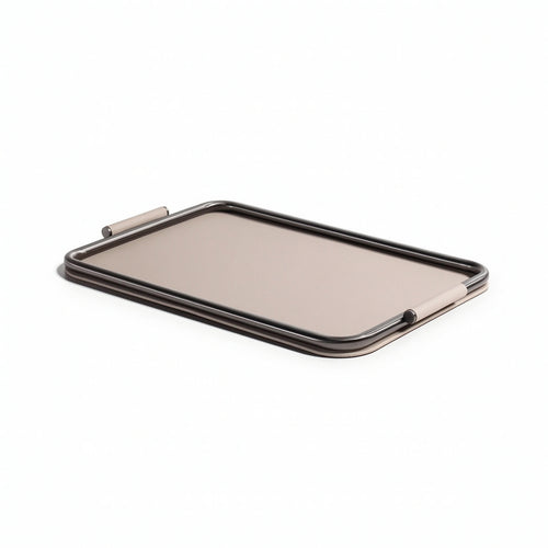 Metal decorative Tray with Metal Frame Rectangular Catchall Tray with Handles Modern Tabletop Organizer for Coffee Table
