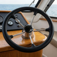 Marine Steering Wheel PU rimed 5 Spoke Boat Wheel Textured Surface Watercraft Part