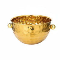 Hammered Stainless Steel Bowl European Design Hammered Metal Bowl Versatile Metal Ice Bucket for Hotel Use, Outdoor, Parties
