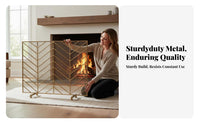 Freestanding Fire Screen Gold Finish Freestanding Mesh Screen ember Protection