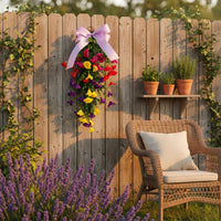 Colorful Morning Glory Swag Easy to Hang Floral Door Wreath for Outdoor, Wedding
