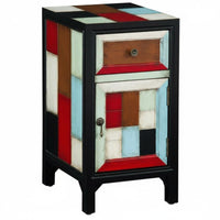 3-Drawer Colorful Cabinet Vintage visual American Country Nightstand space-saving Size for Renters