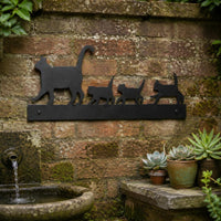 Mother Cat and Kittens Decor Weather-Resistant Cat Family Ornament Rustic Style Outdoor Decoration