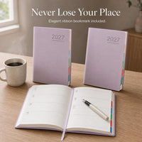 2027 Daily Planner Faux Leather Notebook 365-Day Agenda Journal