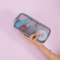 3-Piece Portable Travel Cosmetic Organizer Bag Set with Visible Mesh