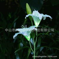 Solar-Powered 2-LED Lily Flower Garden Stake Lights for Outdoor Landscape Decoration