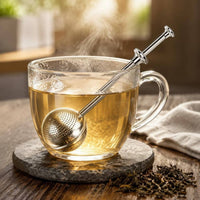 Sugar Shaker Duster Telescopic Handle Press Type Tea Filter Single-Hand Hand