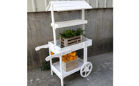 Wheeled Design Rustic Display Trolley Wheels Farmhouse Display Trolley Tiered Shelves for Balcony, Shop Window, Bar