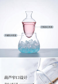 Japanese Style Glass Ice Wine Pot with Decanter, 501-600ml