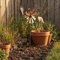 Rustic Chicken Rotor Stake Double-Sided Chicken Yard Stake Tall