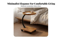 Modern Design C-Shaped Rolling Table 2-Tier Storage Living Room Furniture Movable with Wheels Couch Tray Multi-Functional for Apartment Dwellers, Homeowners, Students, Bedroom, Small Areas, Home Awayice