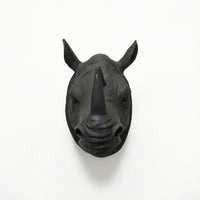 Rhino Head Wall Mount Sculpture Antique-Style Rhino Head with Tusk Resin
