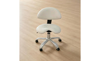 Adjustable Oral Assistant Chair Firm-Density Foam Cushion Saddle Stool with Backrest PU Leather Upholstery Ergonomic Swivel Stool for Practice Room