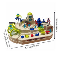 8 Obstacles Space Adventure Car Track Improves Fine Engine Skills Mechanical Car Obstacle Course No Batteries Required Button Activated Race Track Toy 6 Control Buttons for Boys, Kids, Toddlers