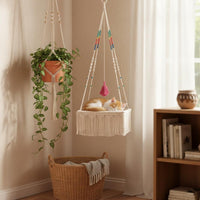 Boho Feline Bed Handwoven Hanging Feline Bed Soft and Cozy for Cats