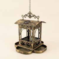 Bird Feeder with Solar Light Distressed Bird Feeder with Tray Easy to Hang for Gardeners, Garden, Yard, Patio