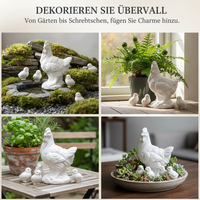 Miniature White Ceramic Chicken Figurines for Garden & Micro Landscape Decor
