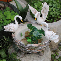 Swan Planter Hand Painted Elegant Planter Pot Vintage Mini Landscape for Courtyard
