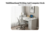 Computer Desk with Drawers Modern Simple Design Locking Storage Writing Desk Space Saving Study Desk Table for Students, Adults, Bedroom, Dorm Room