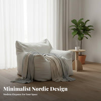 Lounger with Embroidered Face Nordic design Bean Bag Chair Reversible Design Skingentle for Students, perusing corner, Playroom