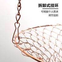 三层花篮 铁线吊篮水果篮 仿金铁丝篮三层吊篮水果篮折叠吊篮果篮