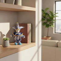 Cloth Doll Ornament Collectible Harlequin Figure Colorful Costume Clown Figurine for Desktop