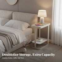 2-Tier C-Shaped Table Waterproof Surface Home Furniture Scratch-Resistant