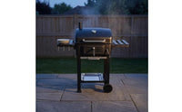 Barbecue Grill with Side Shelves Curved Lid Black Barbecue Grill Chimney Vent Outdoor Cooking for Backyard