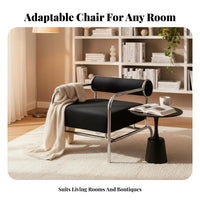 Historical-Period Perusing Seat Bauhaus Inspired Cylindrical Frame Armchair Modern Design Luxurious Padding